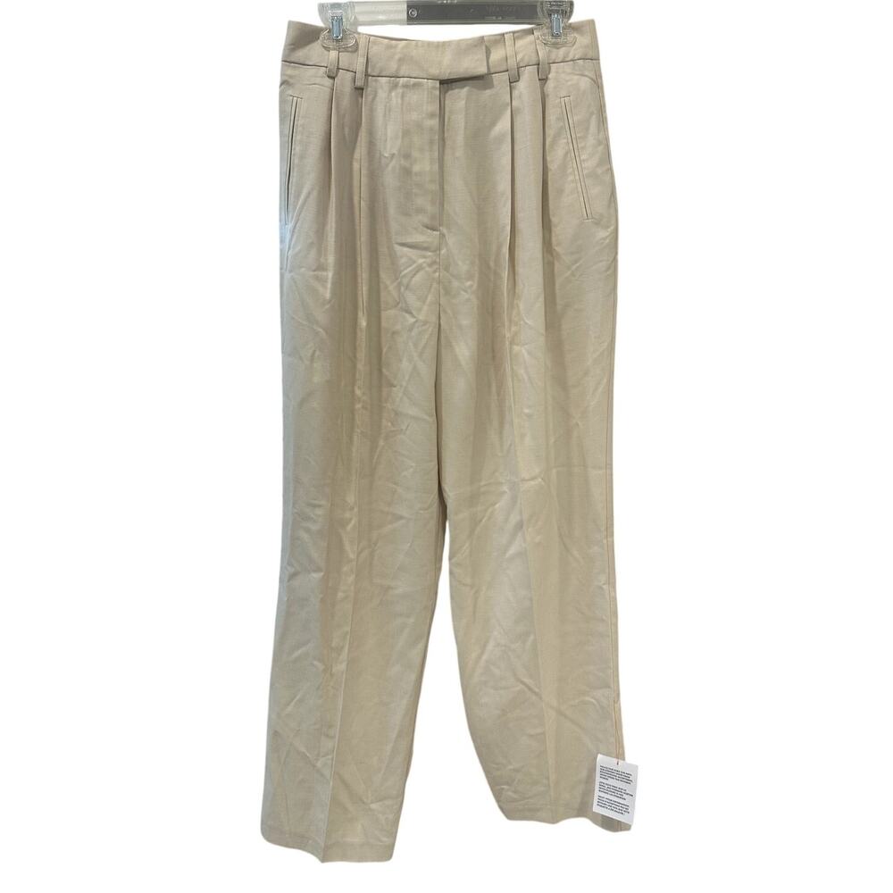 Topshop Size 8 Cream High Waisted Wide Leg Palazzo Pants Flowy Minimalist NWT